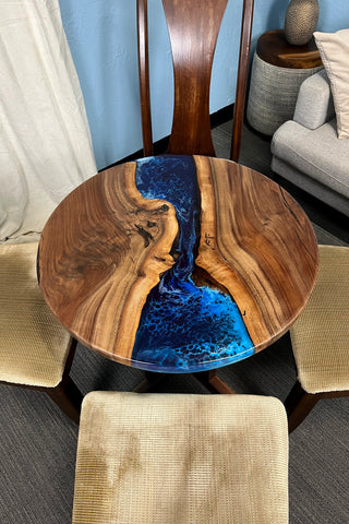 Black walnut Round Dining Epoxy River Dining Table