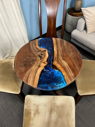 Black walnut Round Dining Epoxy River Dining Table