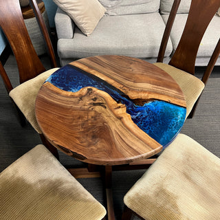 Black walnut Round Dining Epoxy River Dining Table