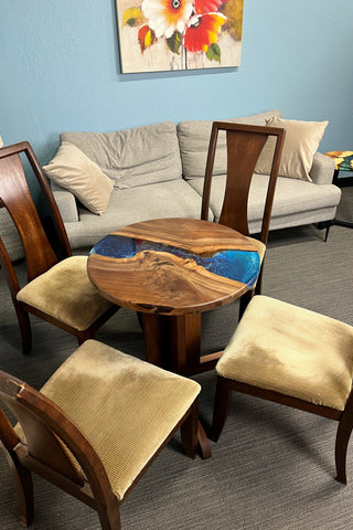 Black walnut Round Dining Epoxy River Dining Table