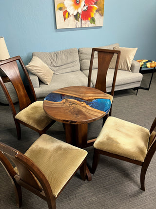 Black walnut Round Dining Epoxy River Dining Table