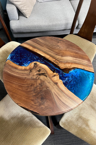 Black walnut Round Dining Epoxy River Dining Table