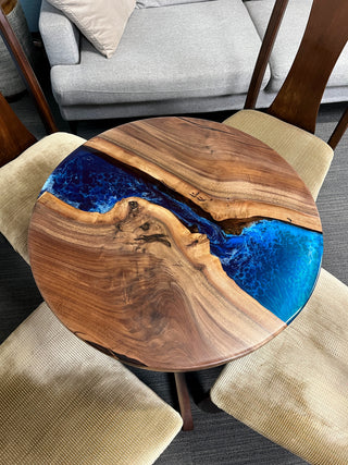 Black walnut Round Dining Epoxy River Dining Table