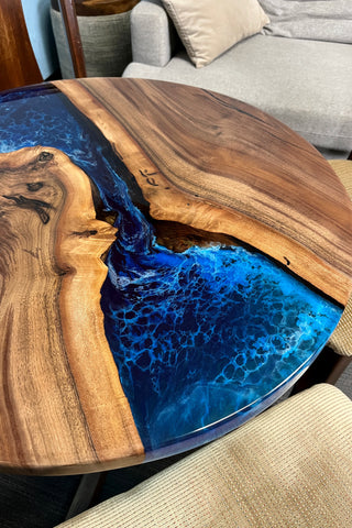 Black walnut Round Dining Epoxy River Dining Table