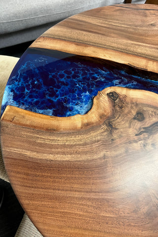 Black walnut Round Dining Epoxy River Dining Table