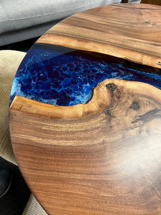 Black walnut Round Dining Epoxy River Dining Table