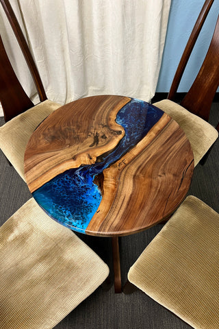 Black walnut Round Dining Epoxy River Dining Table
