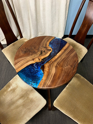 Black walnut Round Dining Epoxy River Dining Table