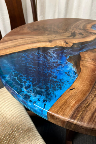 Black walnut Round Dining Epoxy River Dining Table
