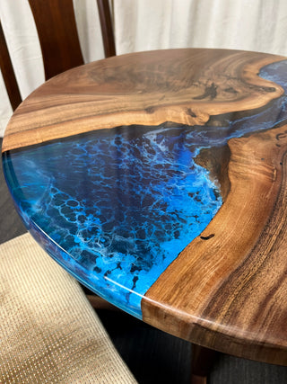 Black walnut Round Dining Epoxy River Dining Table