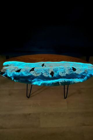 Glowing in the dark Epoxy Resin Ocean Surfboard