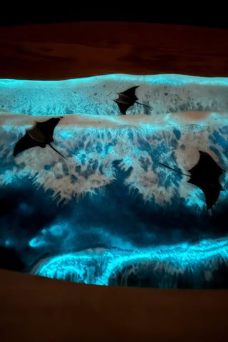 Glowing in the dark Epoxy Resin Ocean Surfboard