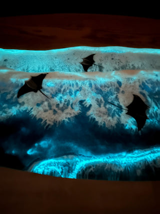 Glowing in the dark Epoxy Resin Ocean Surfboard