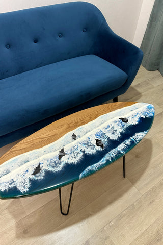 Glowing in the dark Epoxy Resin Ocean Surfboard