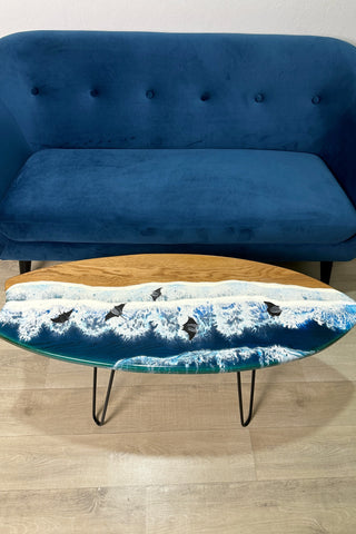 Glowing in the dark Epoxy Resin Ocean Surfboard