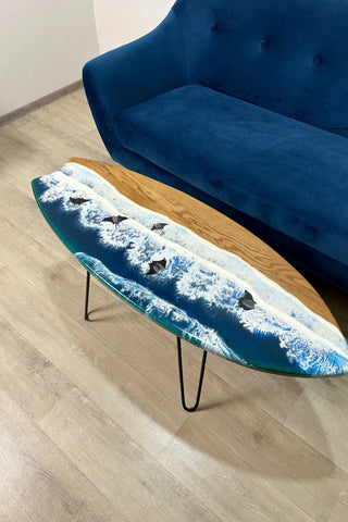 Glowing in the dark Epoxy Resin Ocean Surfboard