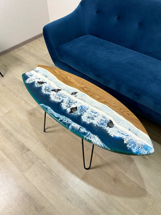 Glowing in the dark Epoxy Resin Ocean Surfboard