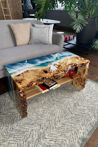 Waterfall Epoxy Ocean Resin Table
