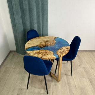Blue Ocean Art Epoxy Table with Poplar Wood