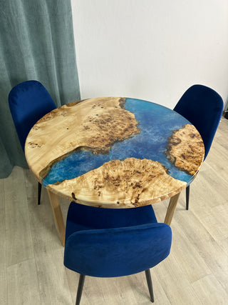 Blue Ocean Art Epoxy Table with Poplar Wood