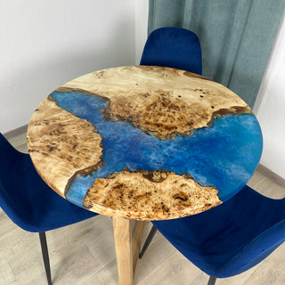 Blue Ocean Art Epoxy Table with Poplar Wood