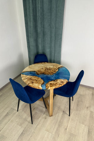 Blue Ocean Art Epoxy Table with Poplar Wood