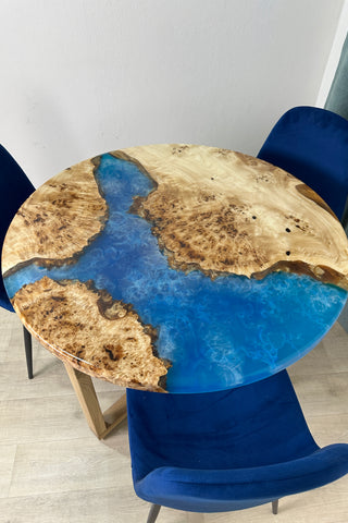 Blue Ocean Art Epoxy Table with Poplar Wood