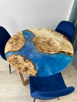 Blue Ocean Art Epoxy Table with Poplar Wood