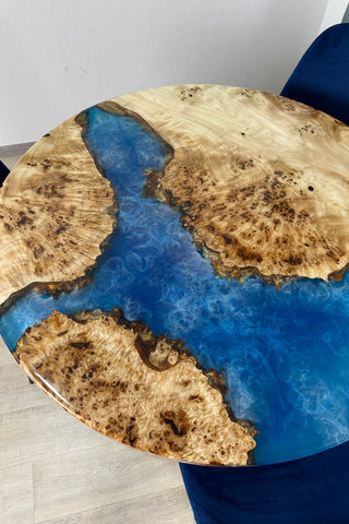 Blue Ocean Art Epoxy Table with Poplar Wood