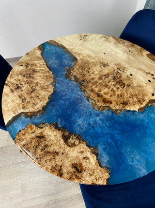 Blue Ocean Art Epoxy Table with Poplar Wood