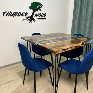 Square Epoxy River Dining Table