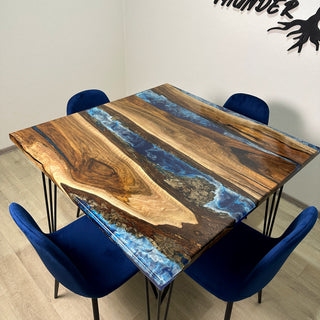 Square Epoxy River Dining Table