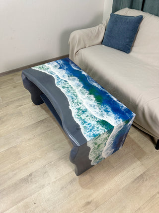 Gray Wood Epoxy Ocean Waterfall Table