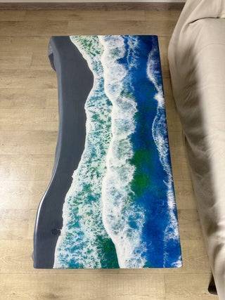 Gray Wood Epoxy Ocean Waterfall Table