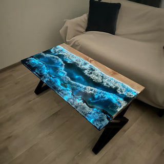 Glow in the Dark Epoxy Resin Ocean Art Table