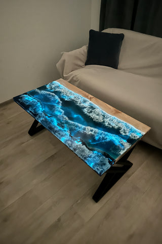 Glow in the Dark Epoxy Resin Ocean Art Table