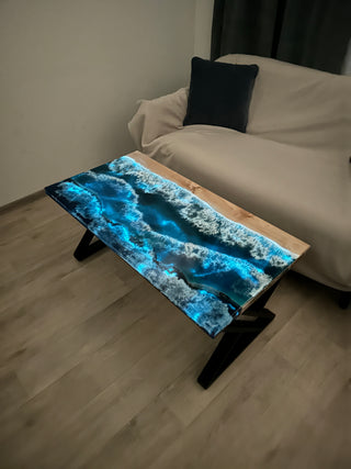 Glow in the Dark Epoxy Resin Ocean Art Table