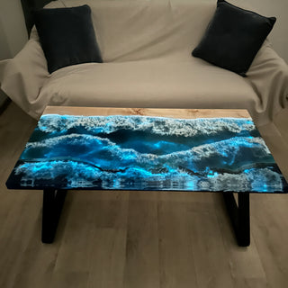 Glow in the Dark Epoxy Resin Ocean Art Table