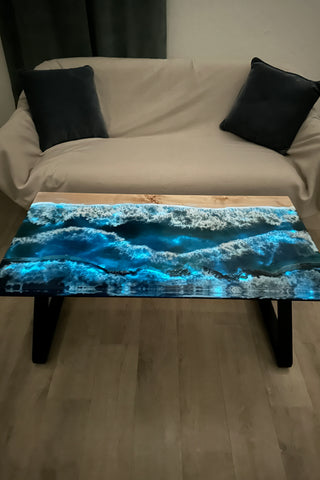 Glow in the Dark Epoxy Resin Ocean Art Table