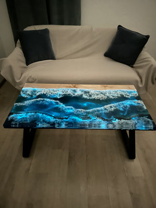 Glow in the Dark Epoxy Resin Ocean Art Table