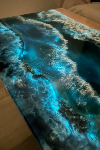 Glow in the Dark Epoxy Resin Ocean Art Table