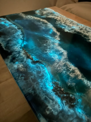 Glow in the Dark Epoxy Resin Ocean Art Table