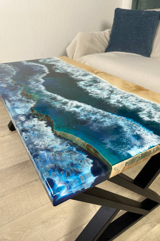 Glow in the Dark Epoxy Resin Ocean Art Table