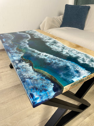 Glow in the Dark Epoxy Resin Ocean Art Table