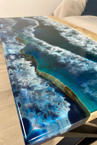 Glow in the Dark Epoxy Resin Ocean Art Table