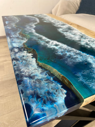 Glow in the Dark Epoxy Resin Ocean Art Table