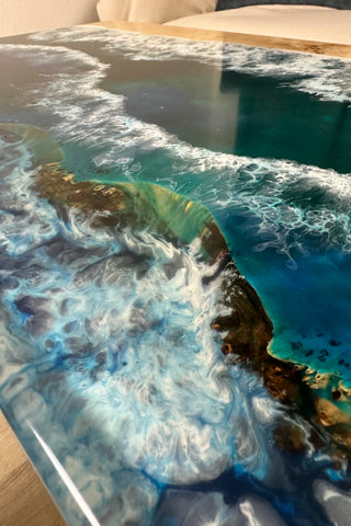 Glow in the Dark Epoxy Resin Ocean Art Table