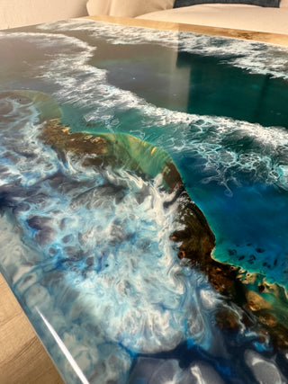 Glow in the Dark Epoxy Resin Ocean Art Table