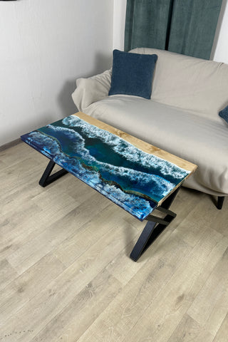 Glow in the Dark Epoxy Resin Ocean Art Table