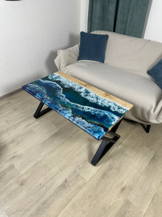 Glow in the Dark Epoxy Resin Ocean Art Table